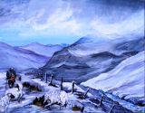 40 - Frank Rabin 'Winter on the Malverns' Acrylic.JPG